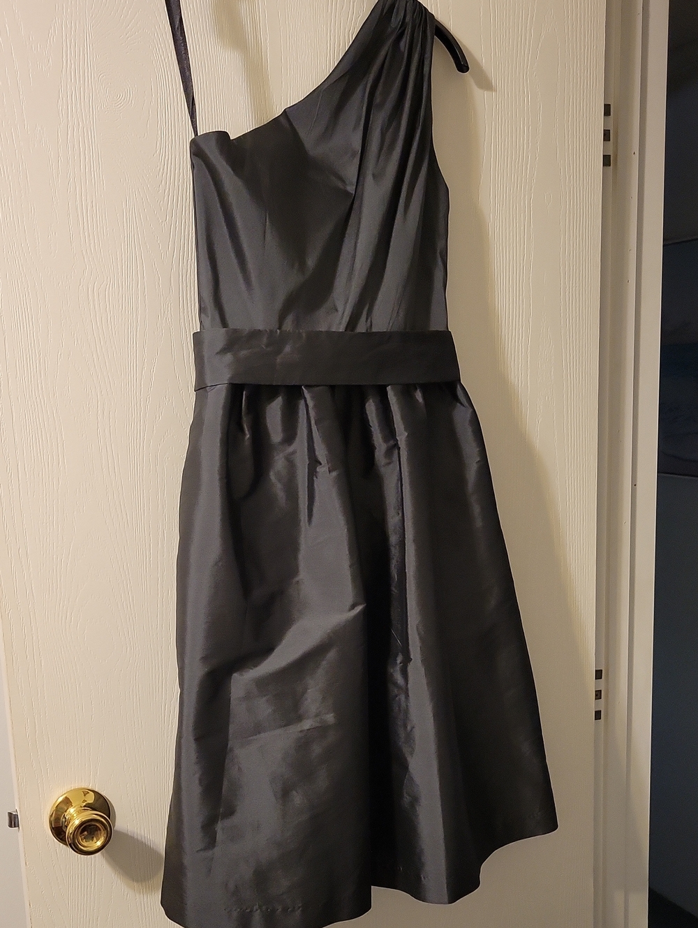 ALFRED SUNG Black One-Shoulder Cocktail Dress With Removable Belt